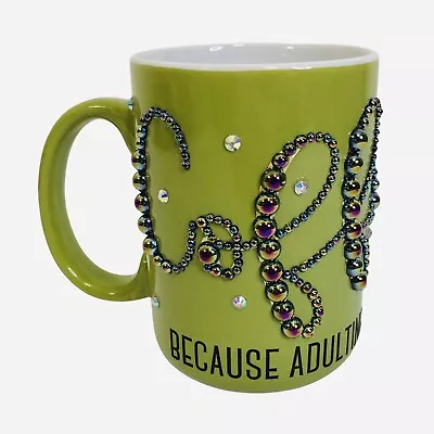 $32.18 • Buy Gibson Jeweled Mug Green Ceramic Embellished Coffee Because Adulting Is Hard