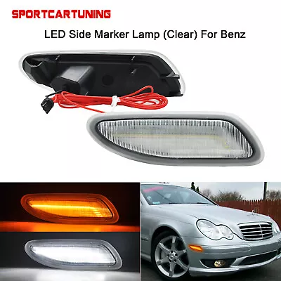 White LED Lights Bar Bumper Side Marker For Benz 2001-2007 Mercedes W203 C Class • $48.59