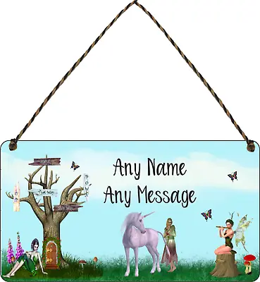 Personalised Garden Fairy Hanging Plaque Sign Bedroom Shed Summerhouse Playhouse • £5.88