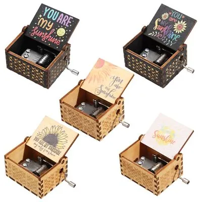 You Are My Sunshine Music Box Black Engraved Hand-Cranked Wooden Musical Boxes • £4.69