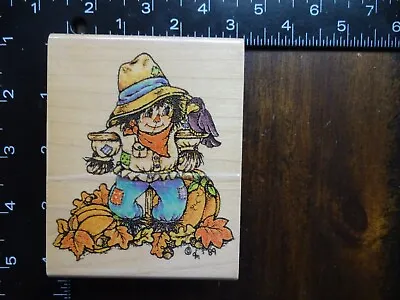 HAY DAY HARVEST SCARECROW Pumpkins Fall Rubber Stamp By STAMPASSIONS • $15.99