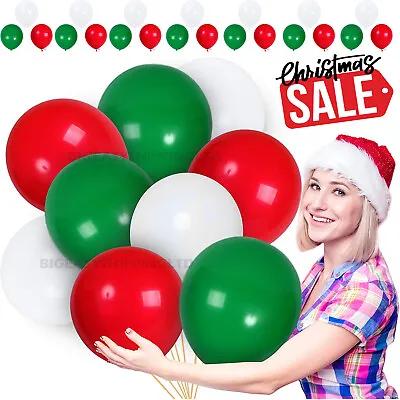 £1.98 • Buy Merry Christmas Latex Plain Balloons Red & Green Xmas Birthday Party Decor