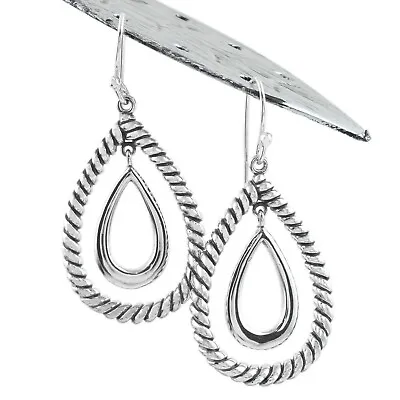 $37.97 • Buy 925 Sterling Silver Polished Twisting Rope Teardrop Hanging Earrings