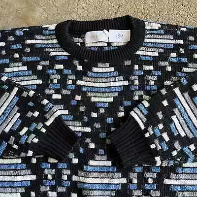 Vintage Chapel Hill Funky Blocky Black Blue Argyle Sweater Grandpacore 80s 90s • $24.99