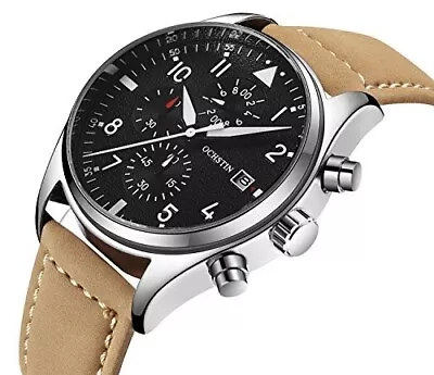 ALPS 168117 Men's Classic Watch Luxury Bussiness Leather Wristwatch Beige • $22.95