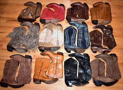 Vtg WHOLESALE RESALE RETAIL LOT 12 Pair Leather Cowgirl Western Boots 6.5 -10 M • $159.99