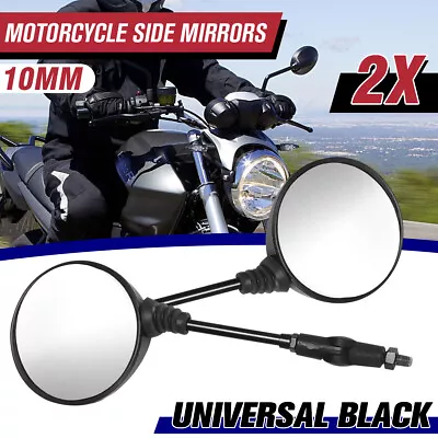 Pair Universal 10mm Round Motorcycle Folding Rearview Side Mirrors For Honda • $24.45