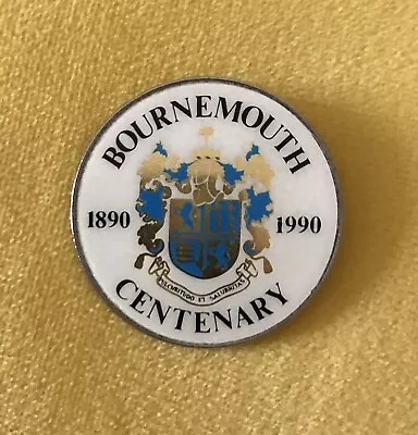 Enamel Pin Badge Bournemouth Centenary 1890-1990. Coat-of-Arms. 35mm Diameter. • £3.49