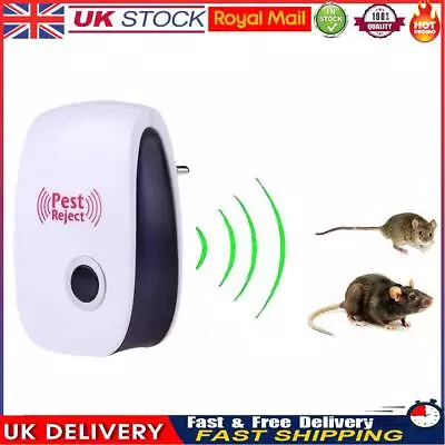 EU Plug Electronic Pest Repeller Ultrasonic Rejector Mosquito Rat Repellent • £4.93