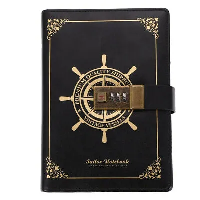 Black Retro Password Book Diary Book Notebook With Lock Journal Lockable Gifts • $37.07
