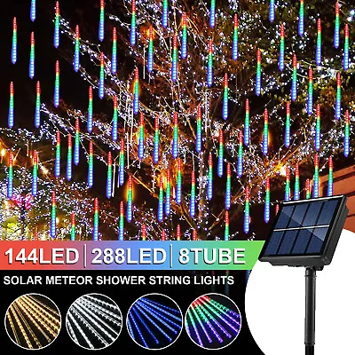 288 LED Solar Lights Meteor Shower Rain Tree String Light Garden Party Outdoor • £11.99