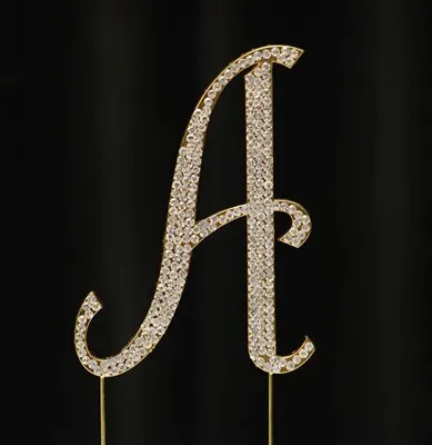 Crystal Rhinestone Gold Letter A To Z Monogram Wedding Anniversary Cake Topper • $6.69