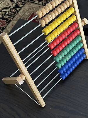 Wooden Abacus Age 2-6 Primary Counting Base-10 Math Development IKEA 1999 EUC • $0.01