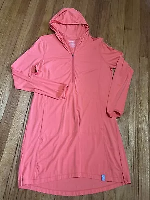 LL Bean Women's All-Day Active UPF Quarter-Zip Hoodie Orange Size Large Regular • $16