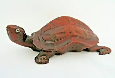 Vintage Hand Carved Turtle Tortoise Figurine With Glass Eyes • $18.99