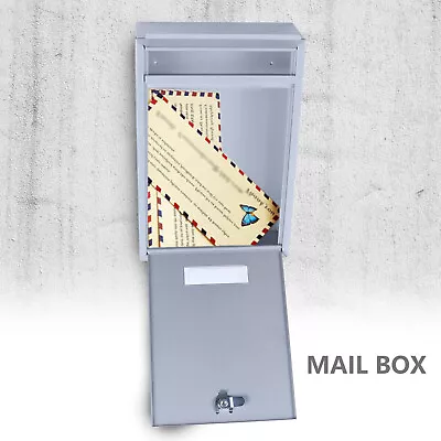 Steel Locking Mailbox Mail Box Wall Mount Newspaper Letterbox Door & 2 Keys Home • $31.35