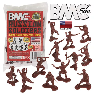 BMC Marx Recast Russian Plastic Army Men 36pc WW2 Soldier Figures - Made In USA • $16.80