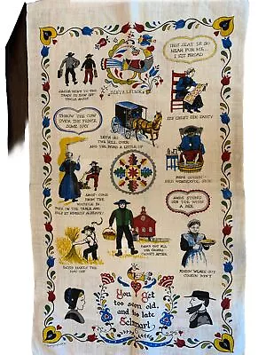 Vintage Kay Dee Hand Prints Linen Towel Pennsylvania Dutch Amish Hand Towel • $12