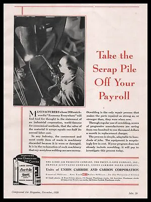 1930 Union Carbide & Carbon Corp. New York Photo Welder Goggles Vintage Print Ad • $21.60