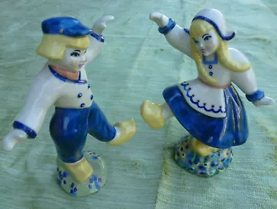 Vintage Ceramic Arts Studio Dancing Dutch Boy And Girl Pair Nicely Decorated • $39