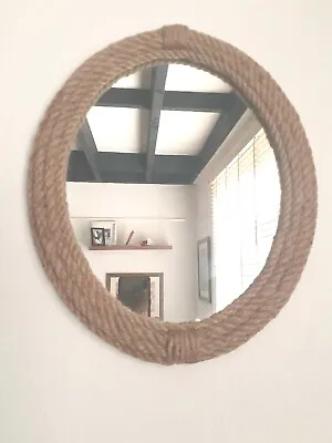 Nautical Inspired Jute Rope Mirror. Oval Shaped  15  X 12  * New Item * • £37.90