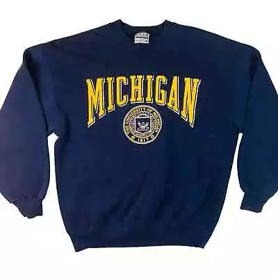 Vintage 90s University Of Michigan Wolverines Crewneck Sweatshirt Men's XL • $39.99