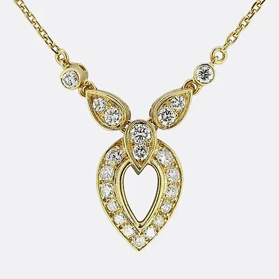Cartier Vintage Diamond Pendant Necklace - 18ct Yellow Gold • $5470.74