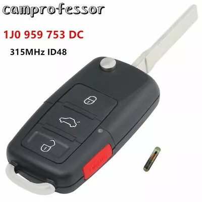 $8.81 • Buy Keyless Entry Folding Remote Key Fob For VW Audi 1J0 959 753 DC 315MHZ ID48 Chip