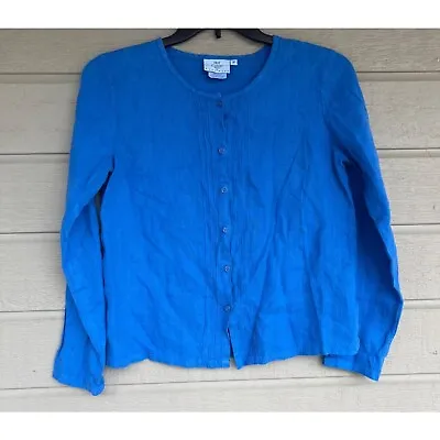 Hot Cotton Petite By Marc Ware Womens 100% Linen Button Up Long Sleeve Top XS • $20.99