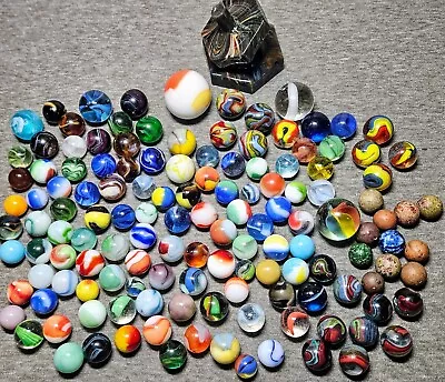 Vintage Marbles - CLAYS ART GLASS TOP SLAGS SWIRLS Mixed Lot Estate Sale Find • $45