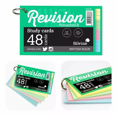 £2.99 • Buy Silvine 5x3  Lined Study Cards Key Ring - Assorted Colours (76x126mm) (PADSC53)