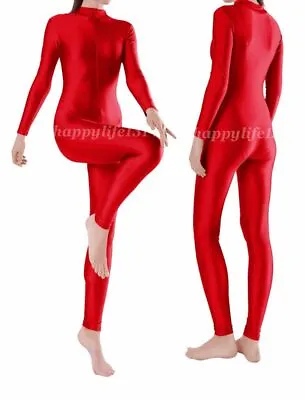 $17.09 • Buy Front Zipper Mock Neck Unisex Spandex Zentai Costume Unitard Bodysuit Jumpsuits