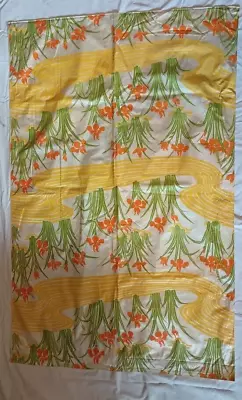 VTG Green Orange And Yellow Floral Vinyl Shower Curtain?? - 1970s - READ • $11.95