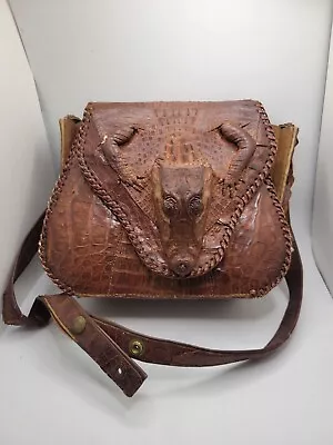 Vintage 1950’s ALLIGATOR PELT-HIDE Shoulder Or Hand Bag Purse Handmade • $45