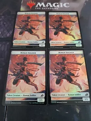 Mtg. 4x Human Soldier (003) Double-Sided Tokens. Foil. Ikoria. Nm • $2.99