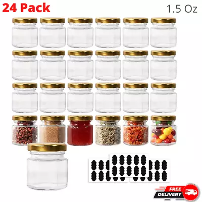 Case Of 24 Mini Glass Jar With Lid Small Honey Jam Container Clear Storage 1.5Oz • $25.49