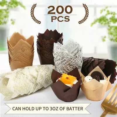 200pc Tulip Cupcake Wrappers Muffin Liners Greaseproof Baking Cups For Birthday • $11.39