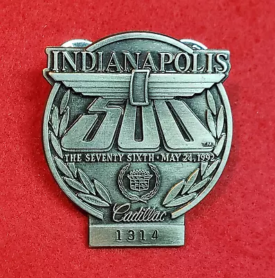 1992 Indy 500 SILVER #1314 Pit Pass Pin Badge - AL UNSER JR Wins! • $49