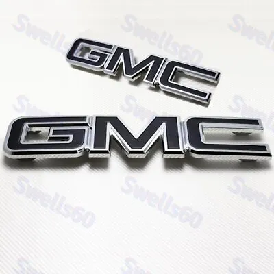 $86.34 • Buy Front Grill Grille & Rear Emblem Badge For 2008-2014 GMC Sierra 1500 Black Set