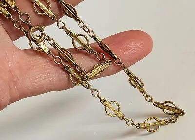 Edwardian Fancy Gold Filled  Watch Chain Circle Bar Link Necklace Bracelet  32  • £182.15