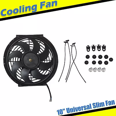 Universal 10  Inch Slim Fan Push Pull Electric Radiator Cooling 12V Mount Kit • $22.99