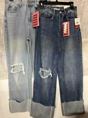 Ymi Denim Dixie Fit Womens Jr Jeans High Rise Wide Leg Mega Cuff Sz 3 Blue Nwt • $19.50