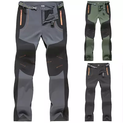 Men Waterproof Cargo Walking Trousers Rain Fishing Hiking Outdoor Work Pants UK • £19.59