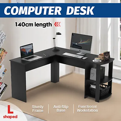 $139.90 • Buy L-Shape Corner Computer Desk Student Study Table Workstation Black Office