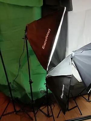Excelvan Softbox Lighting Stand Kit 45w Bulb Holder Green Screen Stand • £60