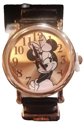 Disney Women's MN5199 Minnie Mouse Black Strap Watch With Rosegold Face In Box • $19.99