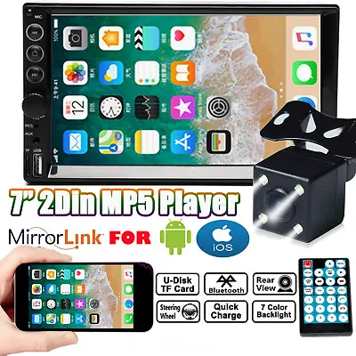 Double 2 Din Car Stereo 7 + Backup Camera Touch Screen Mirror Link For GPS US • $63.08