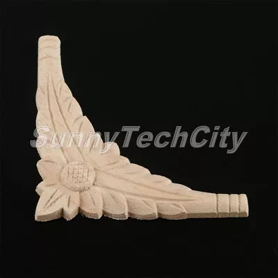 Oak Wood Carved Corner Onlay Furniture Applique Door Cabinet Craft Decor 10x10cm • $4.38