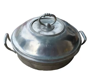 MATCH Pewter Bowl :: Deep Engraved With Handles Italy • $689.79