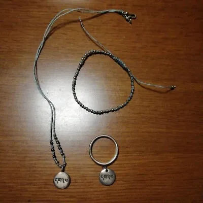 ME & RO Sterling Silver Sanskrit Charm Necklace Beads Bracelet Amulet Early 00's • $168